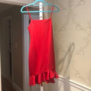 red ruffle dress